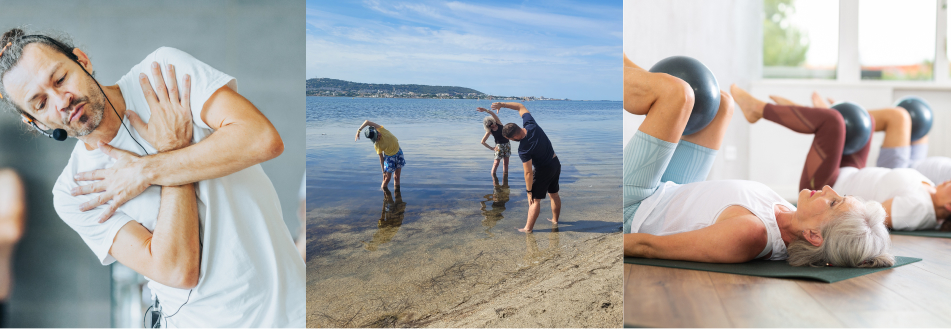 Trois images des activités sport et santé des thermes de Balaruc-les-Bains